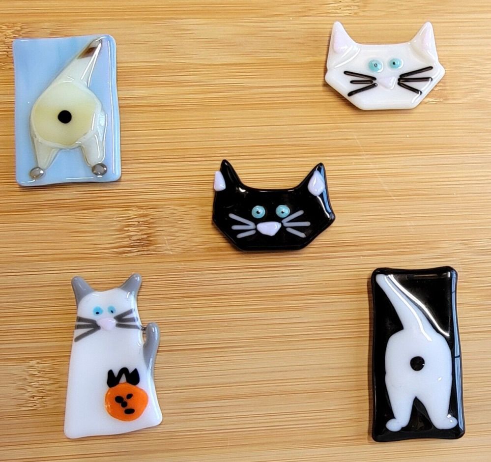 Fused Glass Cat Magnets