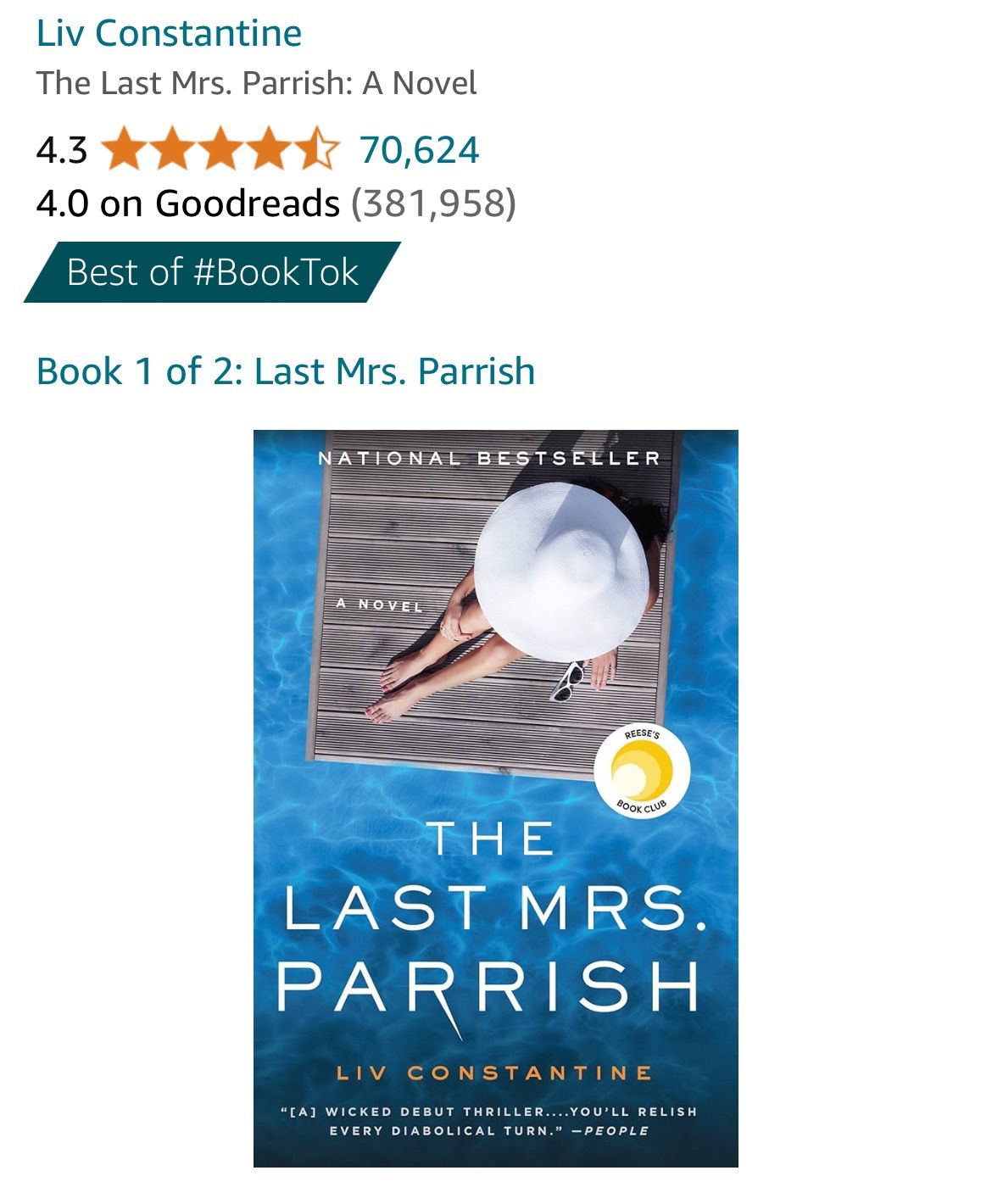 West Park Book Club \u2014 The Last Mrs. Parrish