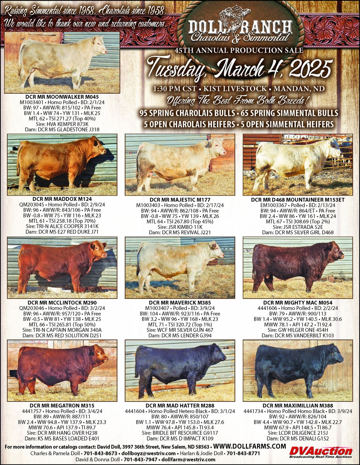 Doll Ranch Charolais & Simmental 45th Annual Production Sale