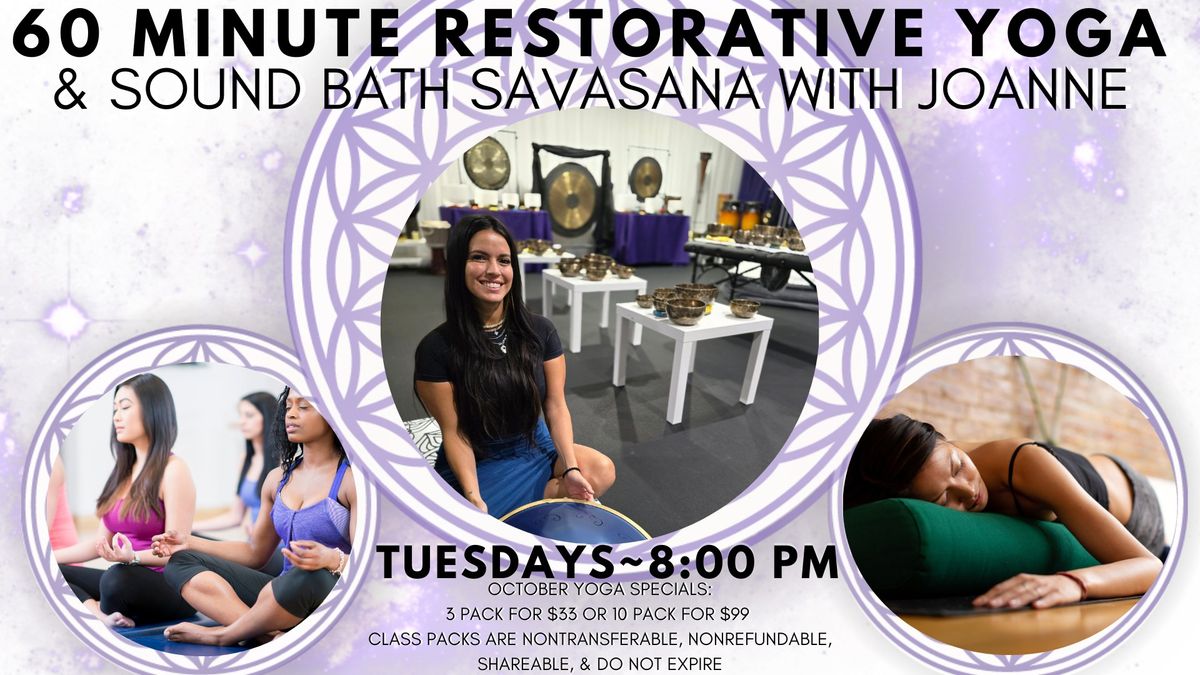 60 Minute Restorative Yoga & Sound Bath Savasana with Joanne