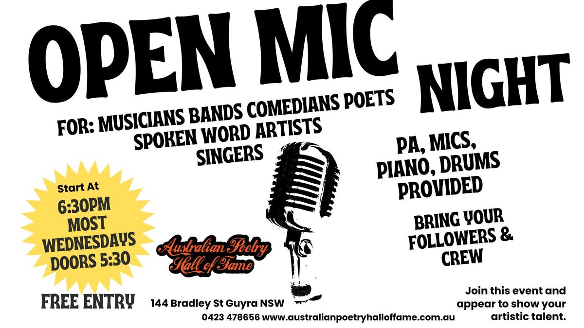 Guyra Open Mic Music Poetry Comedy