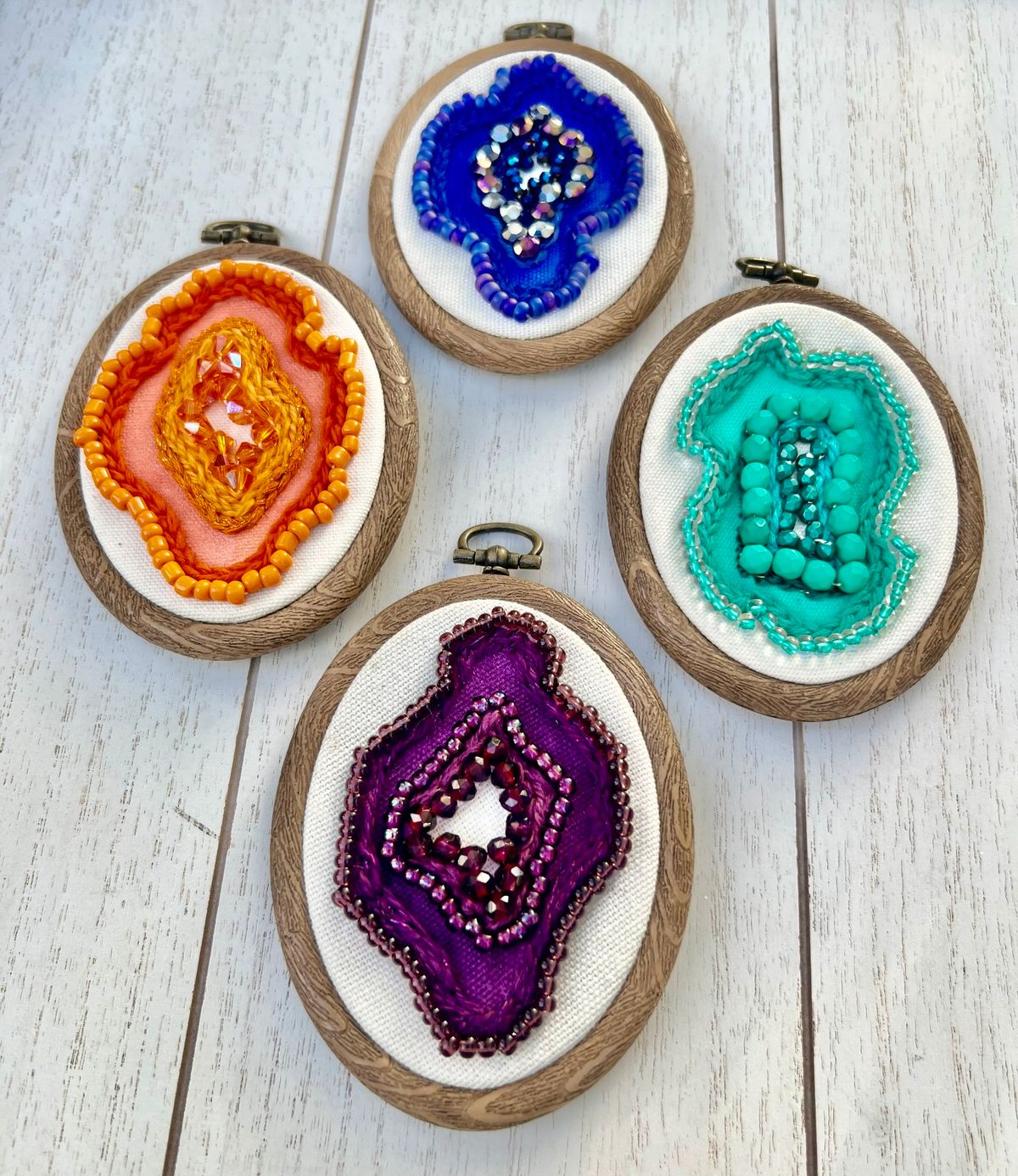  Beaded Agate Slice Mixed Media Embroidery Class @ The Art Lounge AK 12\/14