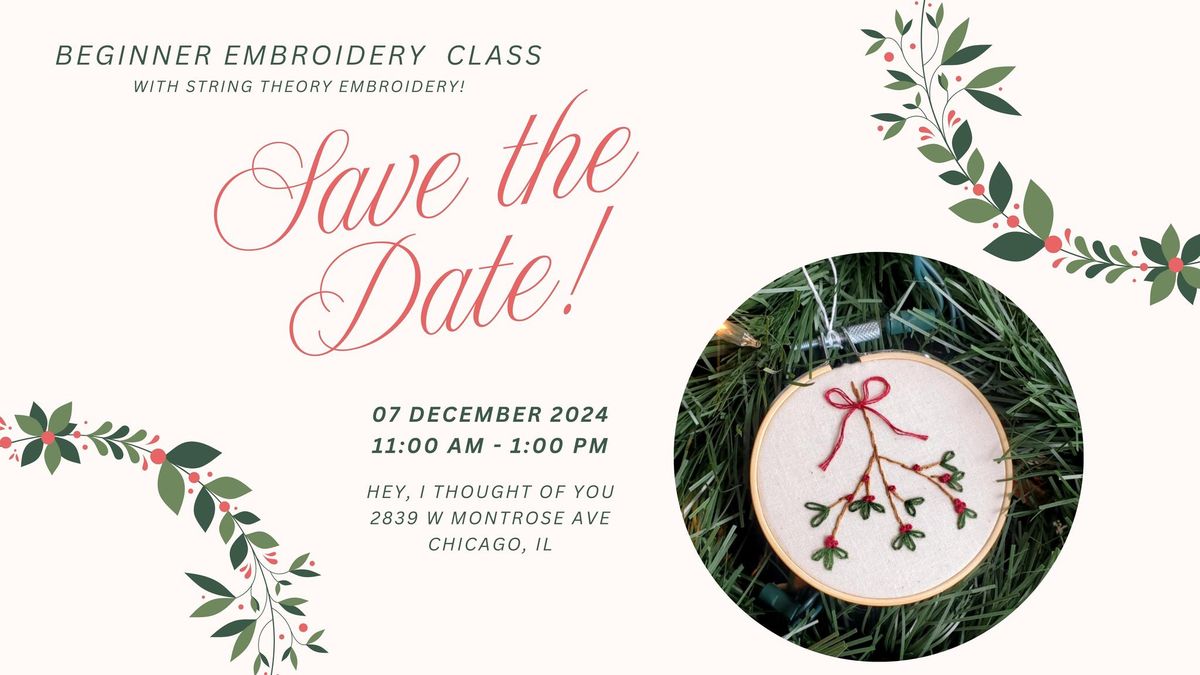 Ornament Embroidery Workshop with String Theory Embroidery