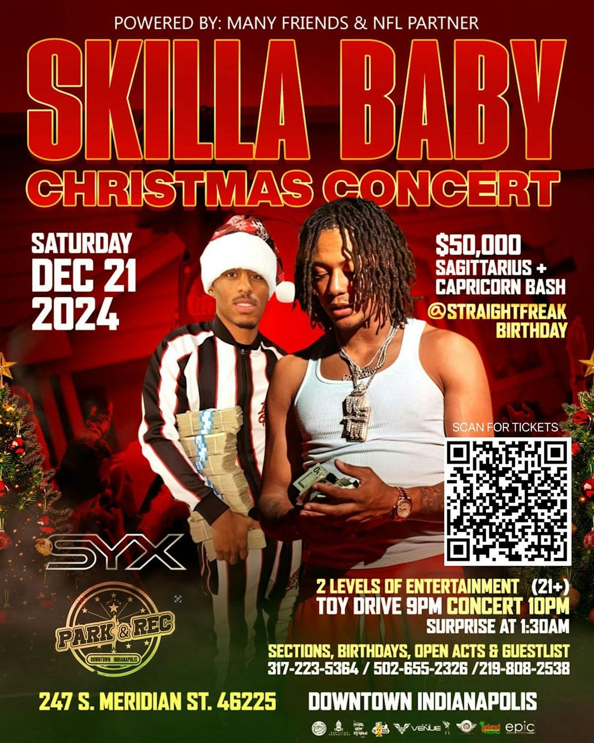 SKILLA BABY & friends Christmas Jam! w\/ @STRAIGHTFREAK 2 Levels (21+) INDY