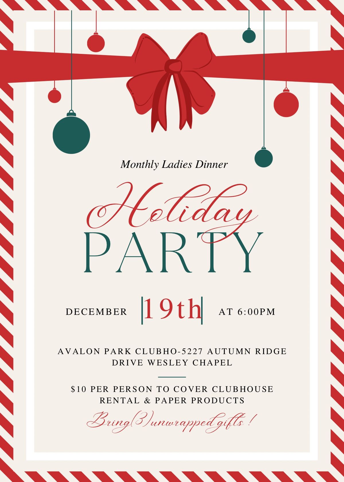 Annual Ladies Dinner Holiday Party 