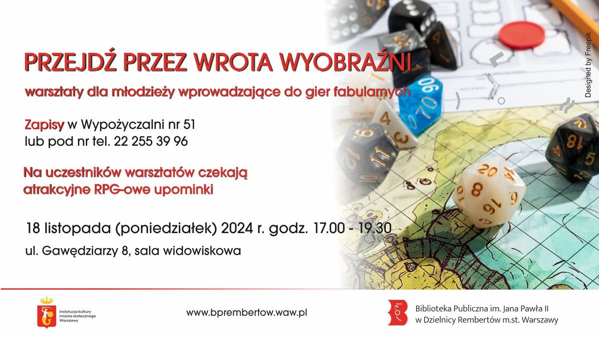 Przejd\u017a przez wrota wyobra\u017ani - warsztaty dla m\u0142odzie\u017cy wprowadzaj\u0105ce do gier RPG