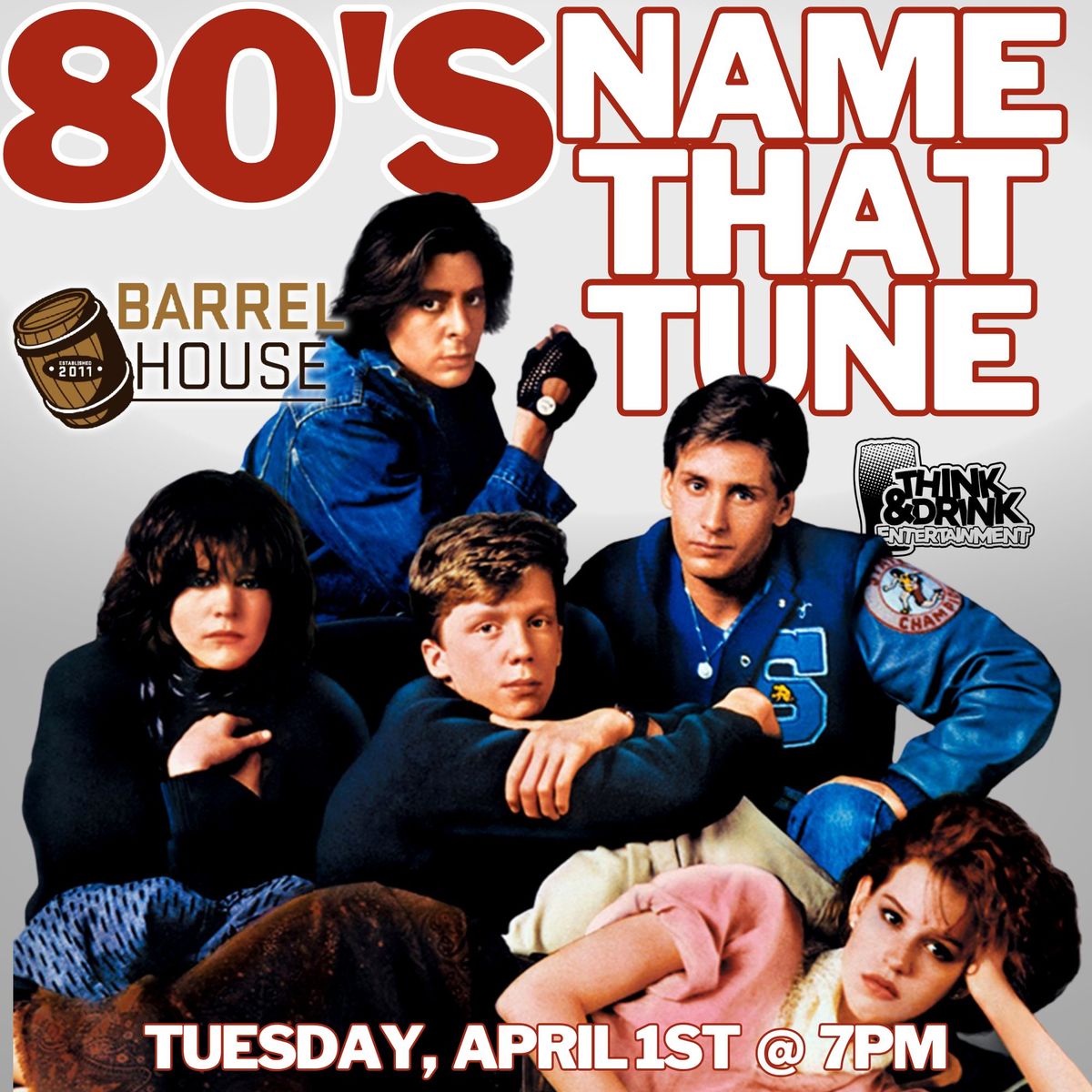 80's NAME THAT TUNE @ Barrel House (Dubuque, IA) \/ Tuesday, April 1st @ 7pm