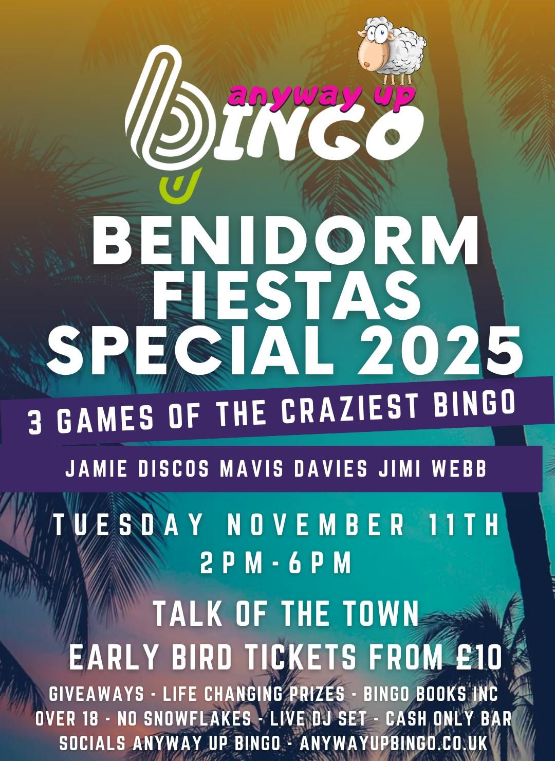 Anyway Up Bingo Benidorm Fiestas TUESDAY Special at Talk of the Town
