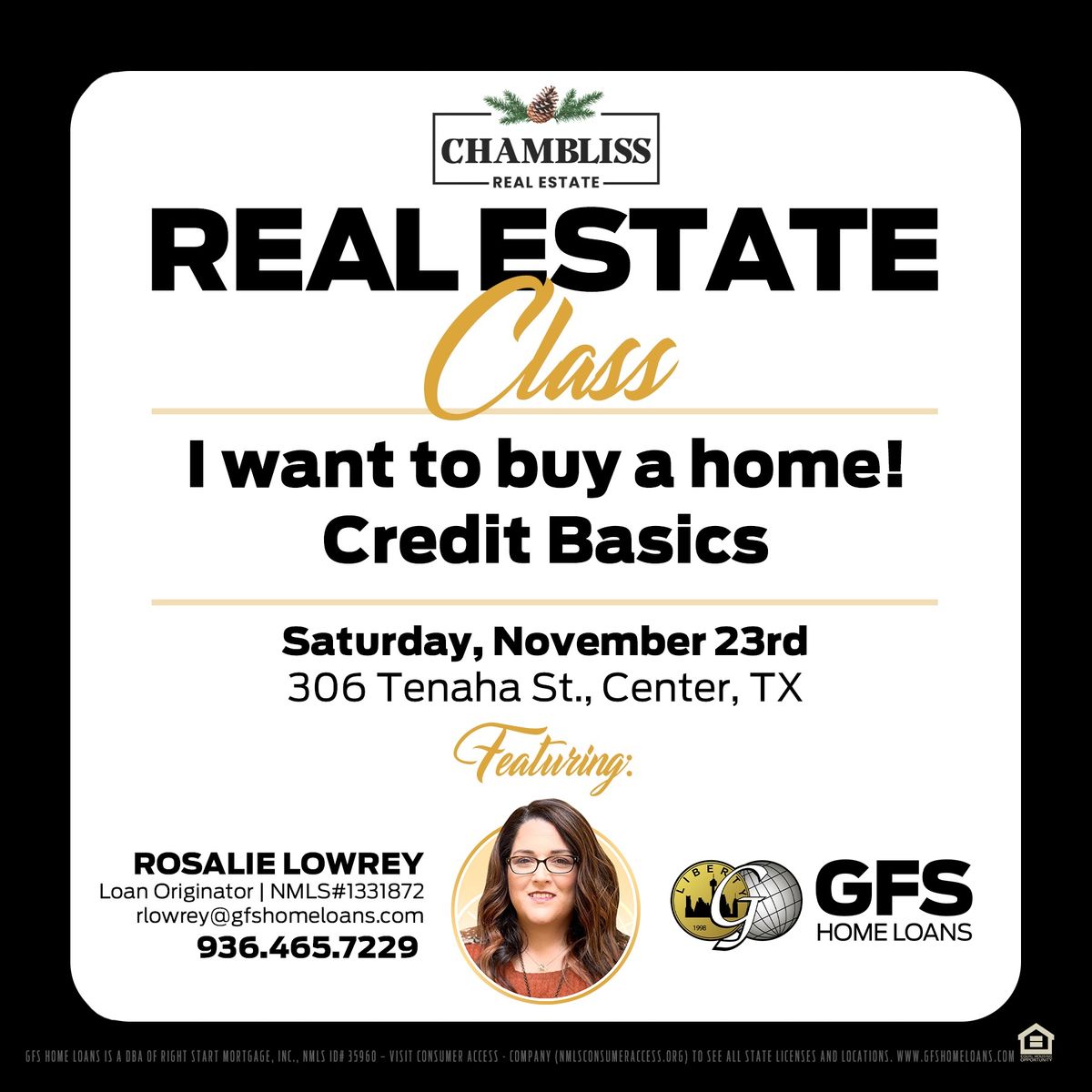 Real Estate Class: Credit Basics with Rosalie Lowrey