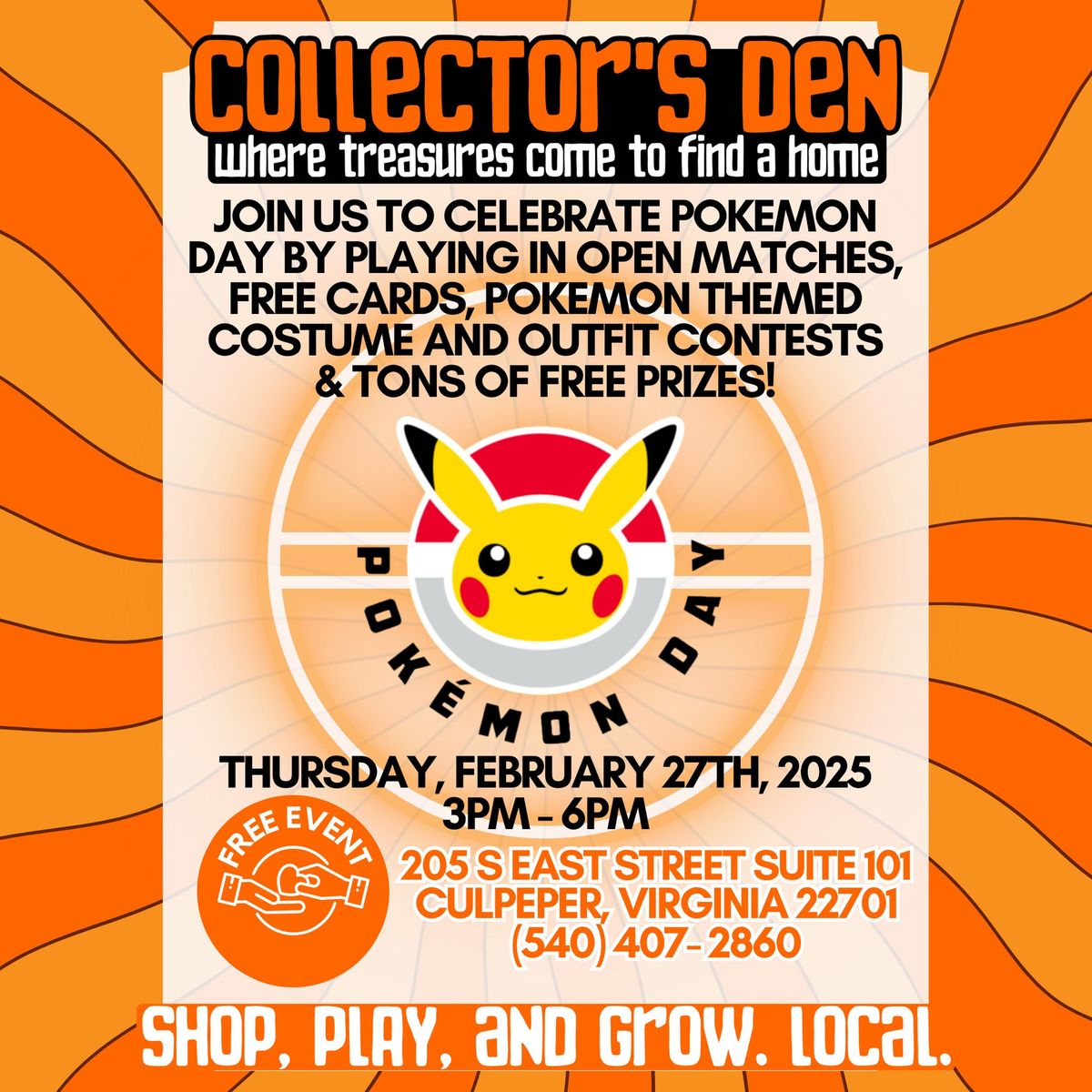 Pokemon Day Celebration @Collector\u2019s Den (FREE EVENT)