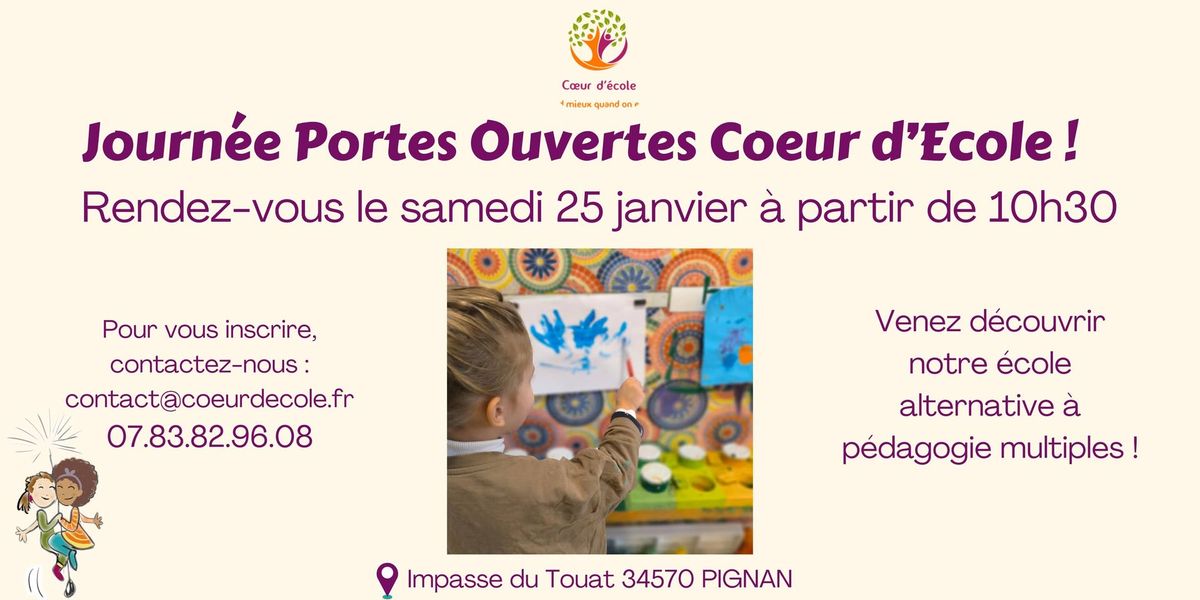 Journ\u00e9e Portes Ouvertes Coeur d'Ecole \u00e0 Pignan (34570)