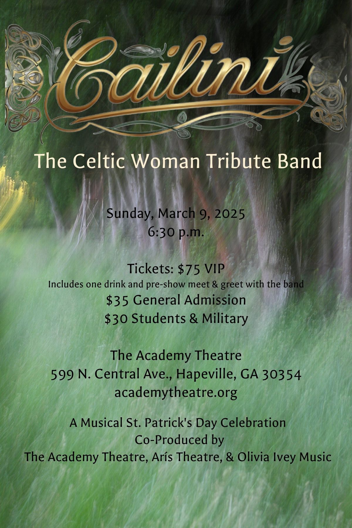 A Musical St. Patrick\u2019s Day Celebration with Cailin\u00ed: The Celtic Woman Tribute Band 