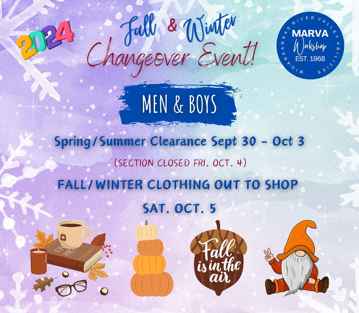 Men and Boys Fall and Winter Changeover!