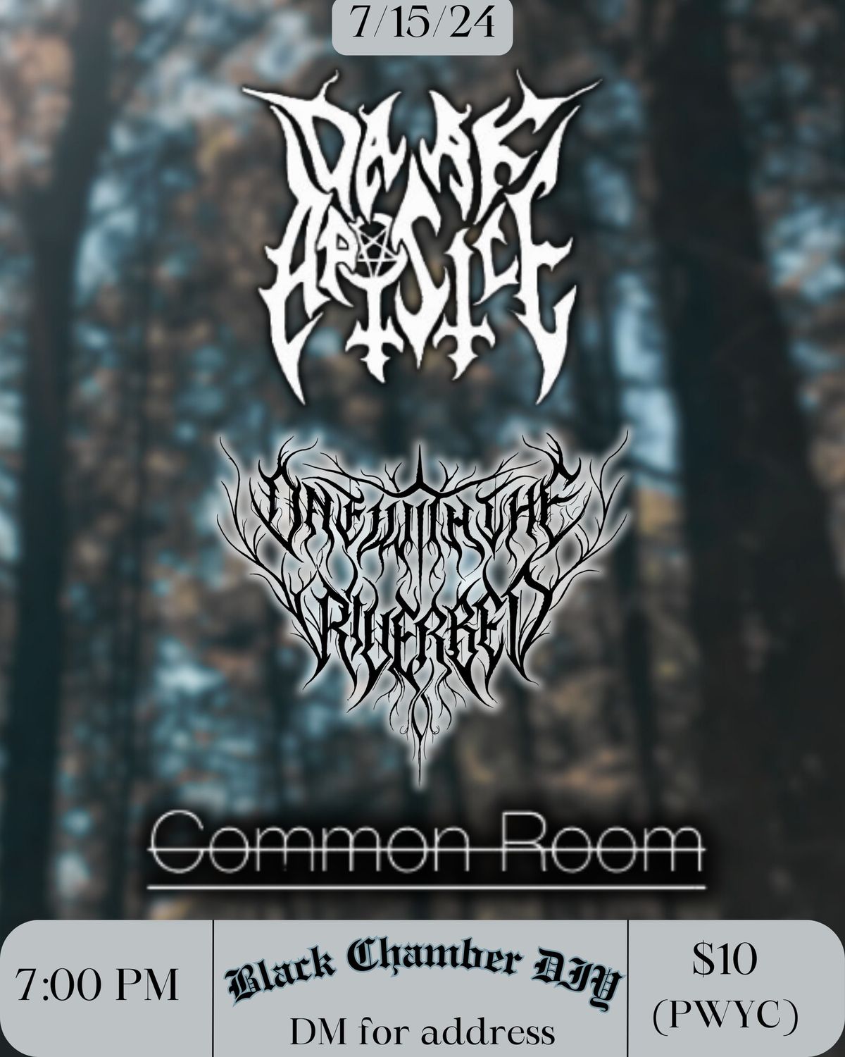 Dark Apostle, One with the Riverbed, and Common Room @ Black Chamber DIY