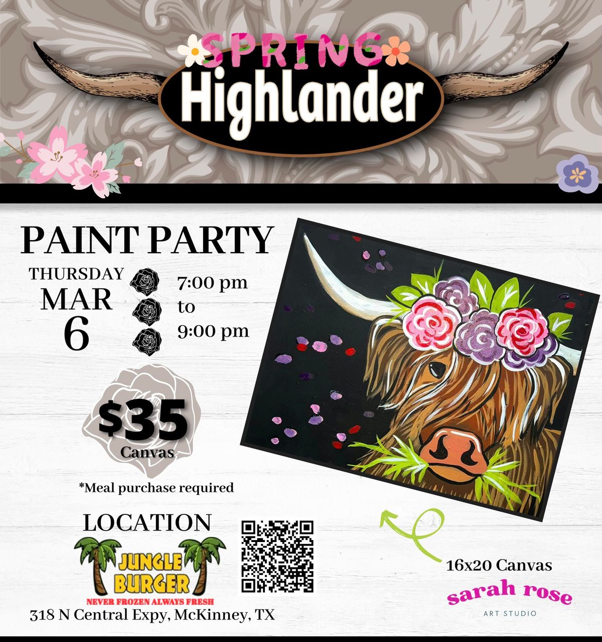 Springtime Highland Cow Paint Party \ud83d\udc2e\ud83c\udfa8