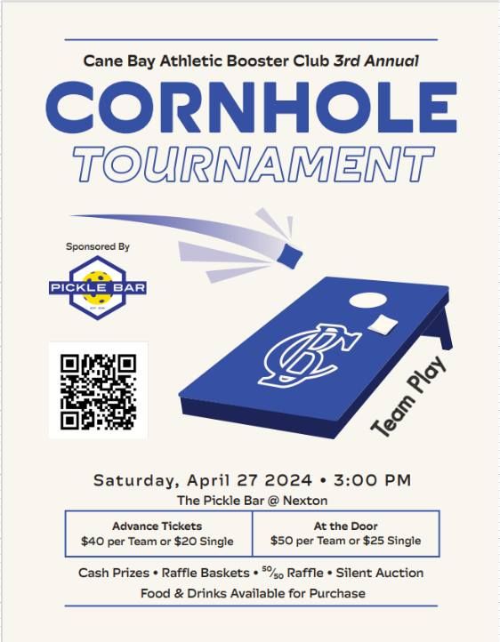 Cane Bay Athletic Booster 3RD ANNUAL CORNHOLE TOURNEY 