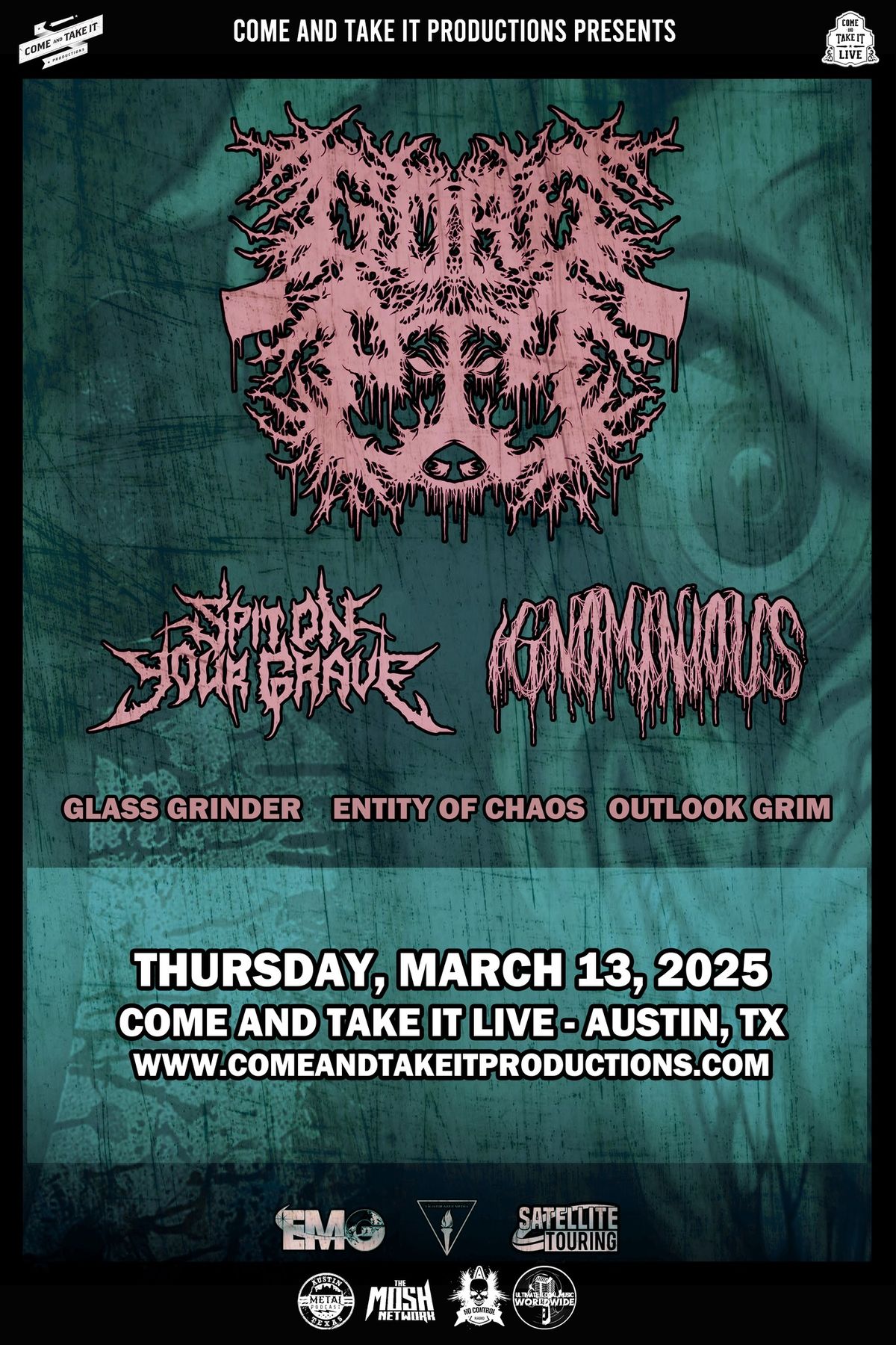 Gore Pig with Spit On Your Grave, Ignominious, Glass Grinder, & Entity of Chaos in Austin, TX!