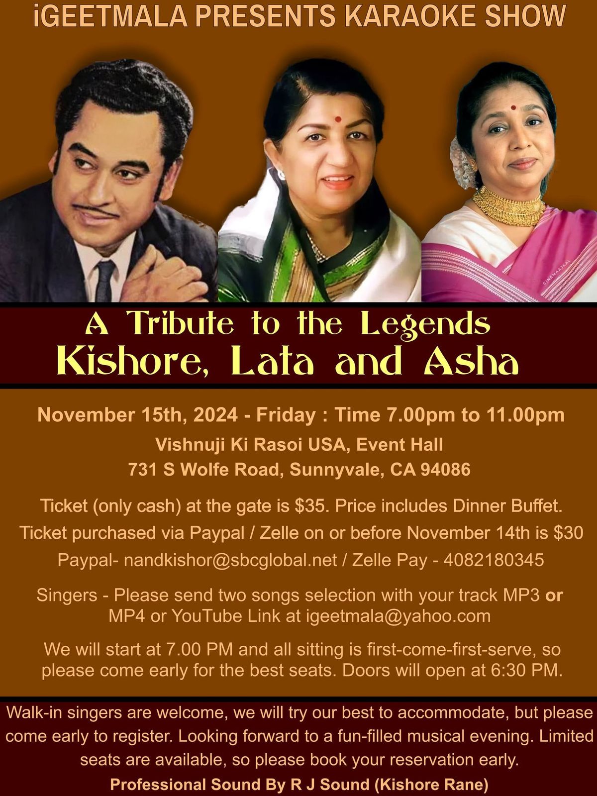 A Tribute to the Legends : Kishore, Lata, and Asha - Karaoke Show