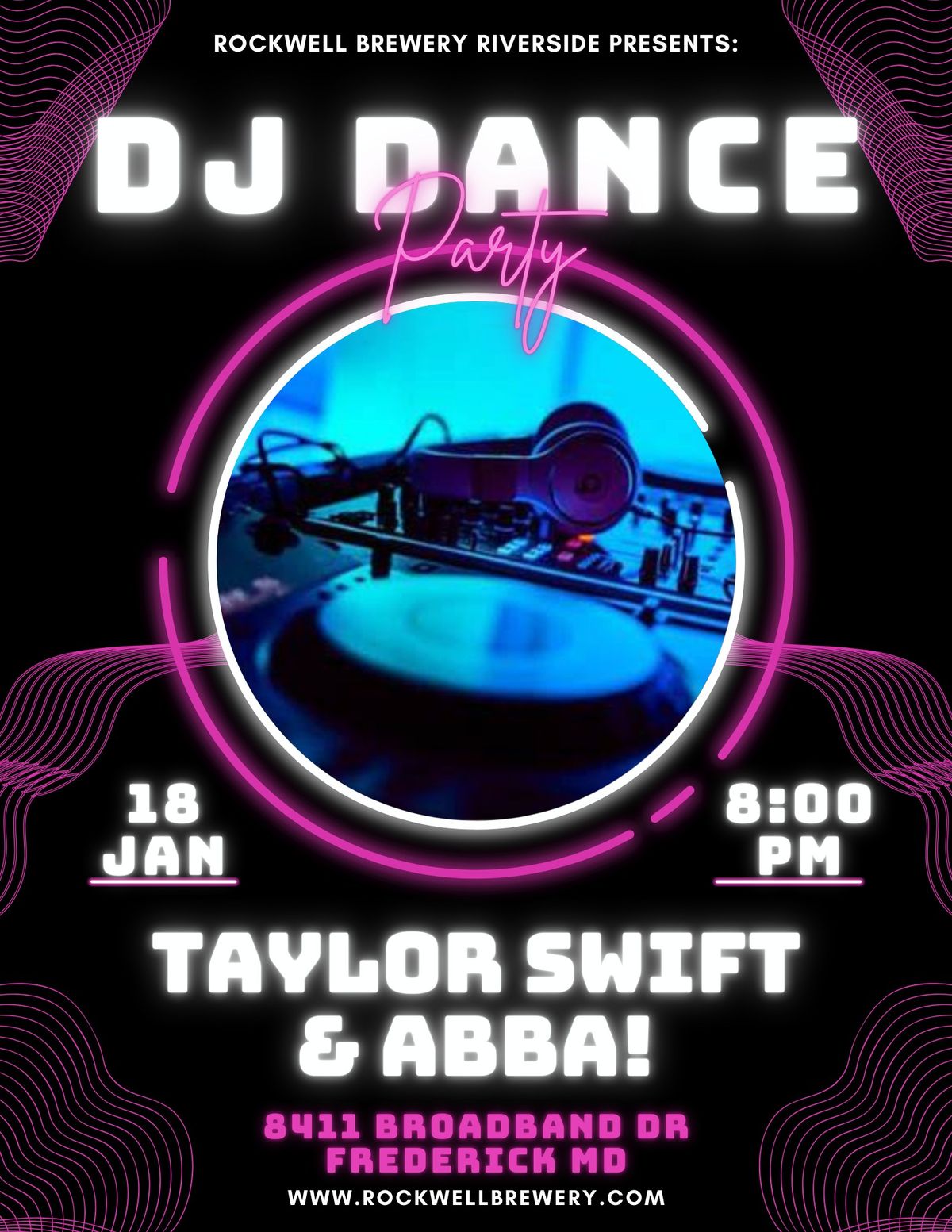 Dance Party featuring Taylor Swift & ABBA!  Rockwell Brewery Riverside 1\/18\/25