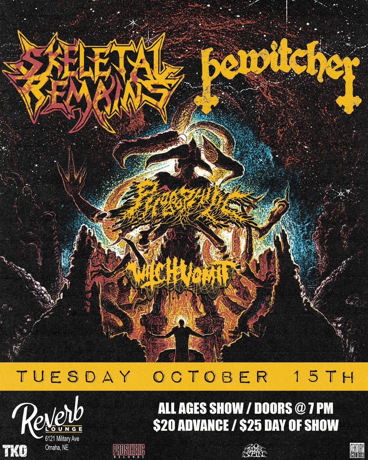  Skeletal Remains \/ Bewitcher \/ Phobophilic \/ Witch Vomit \/ Traffic Death at Reverb Lounge (Omaha)