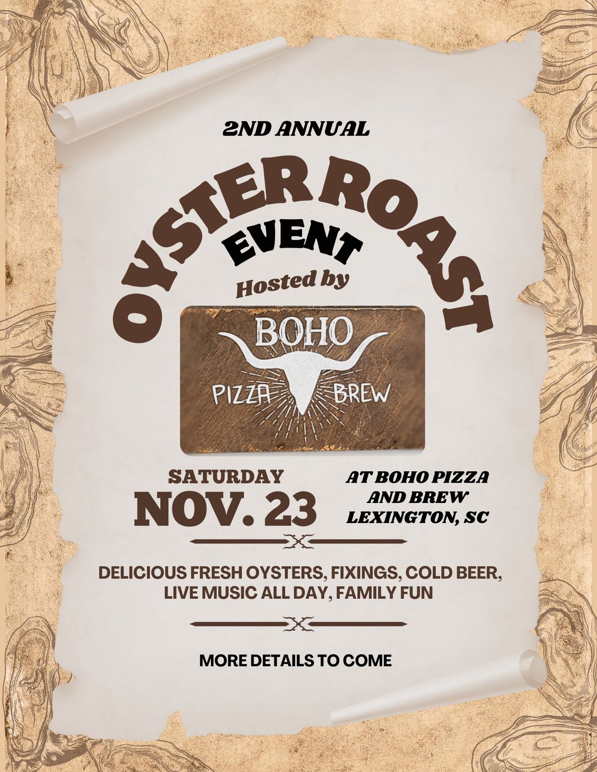 BOHO\u2019s 2nd Annual Oyster Roast 