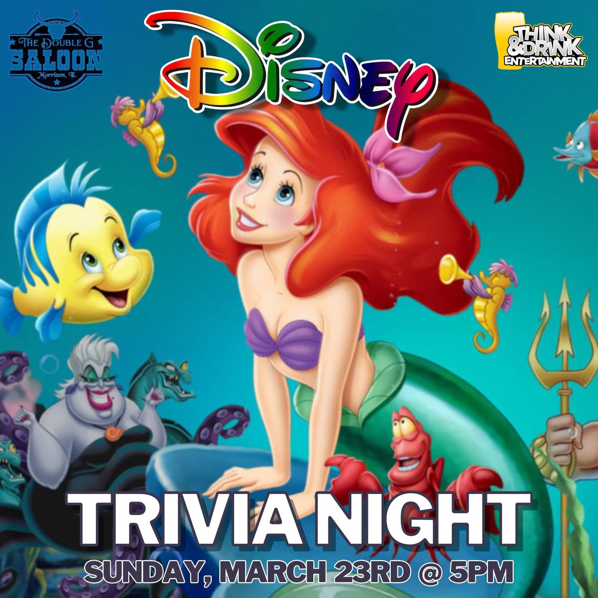 Disney Trivia @ Double G Saloon (Morrison, IL) \/ Sunday, March 23rd @ 5pm **Ages 21+**