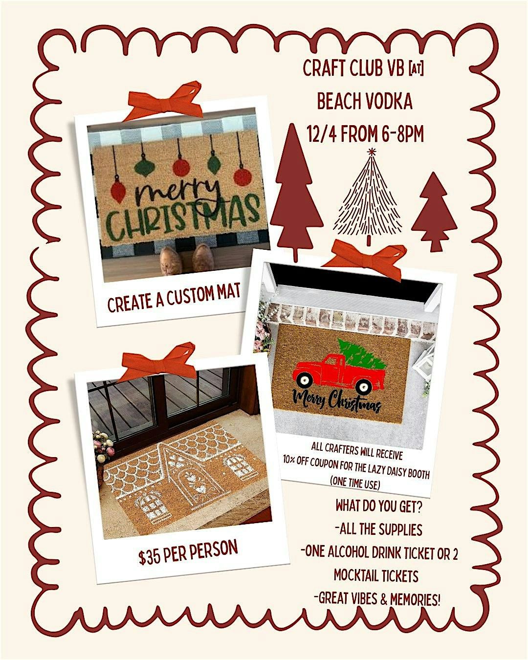 DIY Christmas Door Mat- Craft Club VB- Beach Vodka