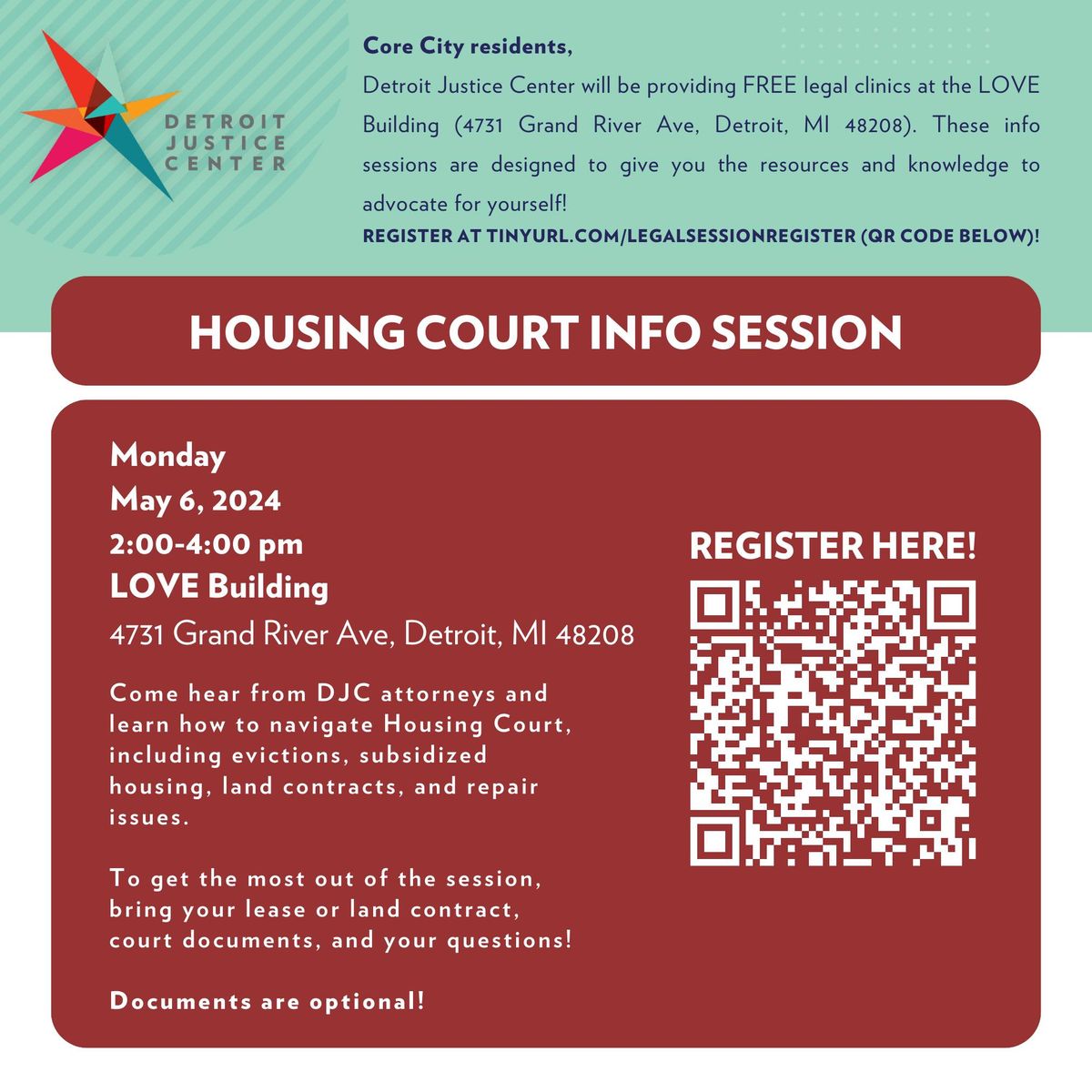 FREE Core City Legal Clinics - Housing Court Information Session