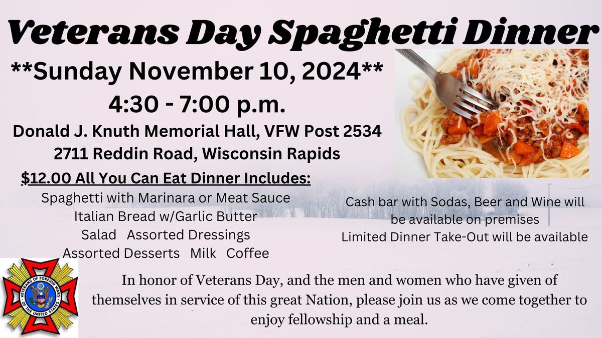 Veterans Day Spaghetti Dinner