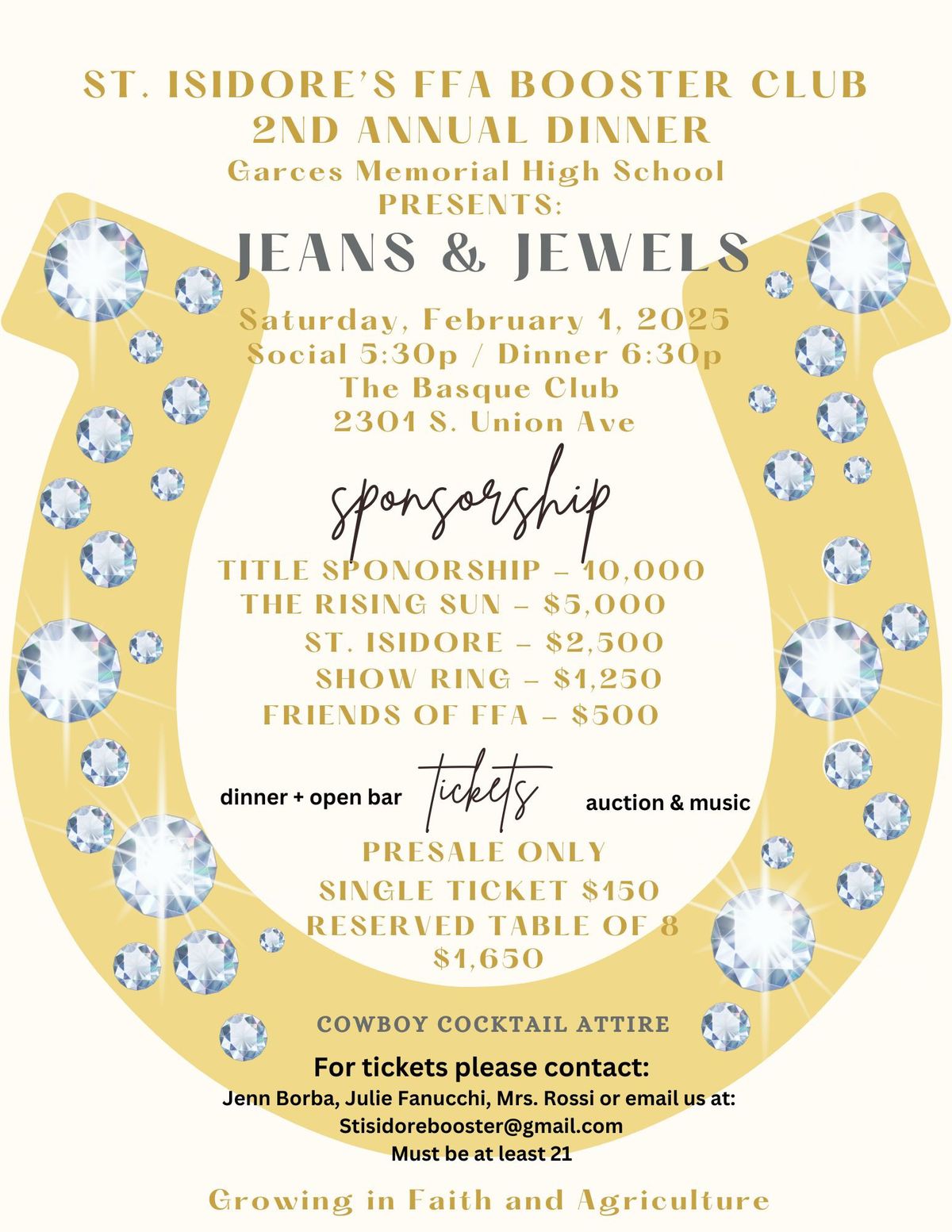 Saint Isidore\u2019s 2nd Annual Fundraiser Event - Jeans & Jewels