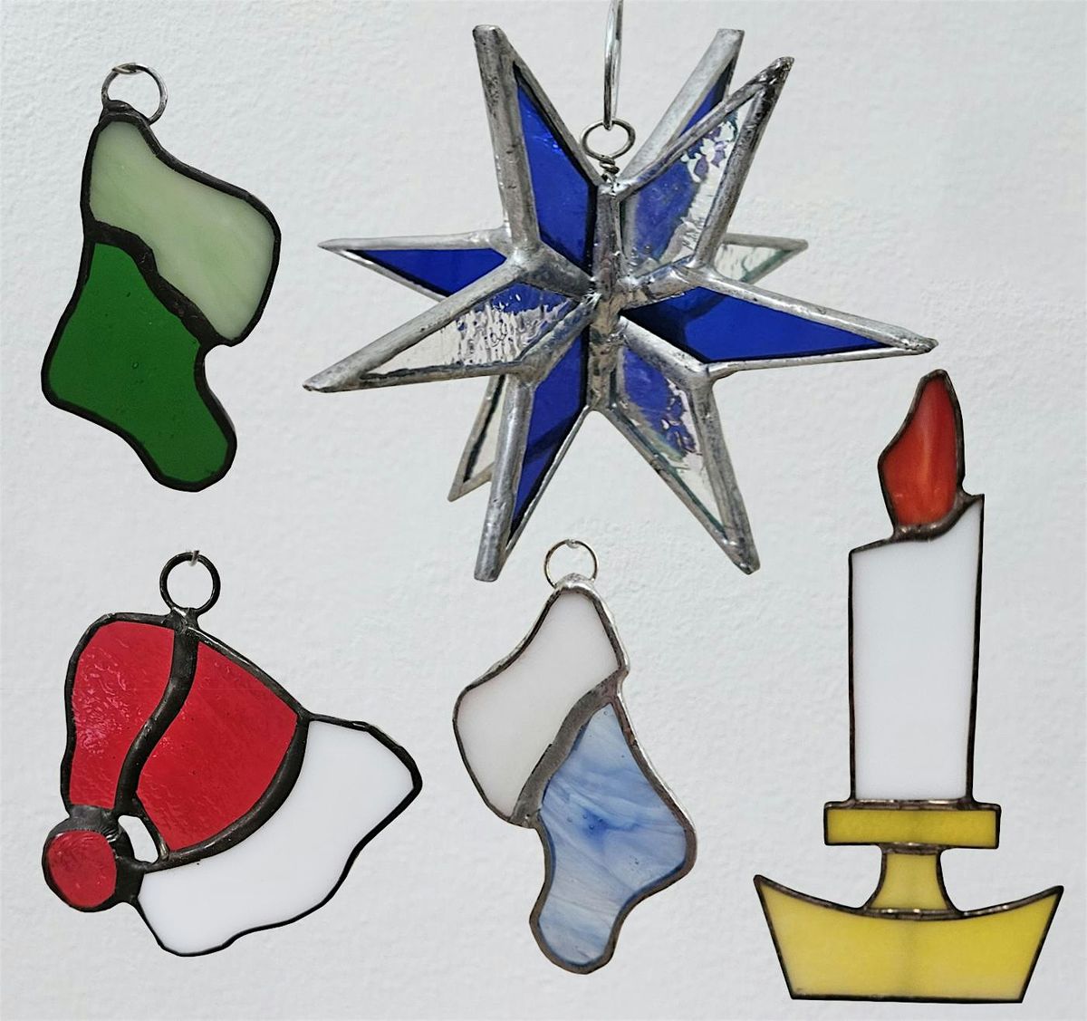 Intro to Stained Glass: 3D Star, Candle, or multiple Stockings and Hats