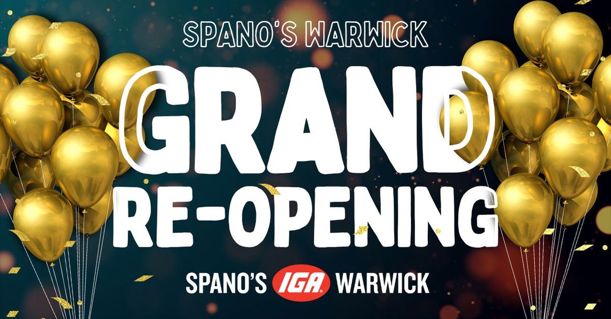 Grand Reopening at Spano\u2019s IGA Warwick | 30 NOVEMBER | 10am - 2pm | FREE EVENT