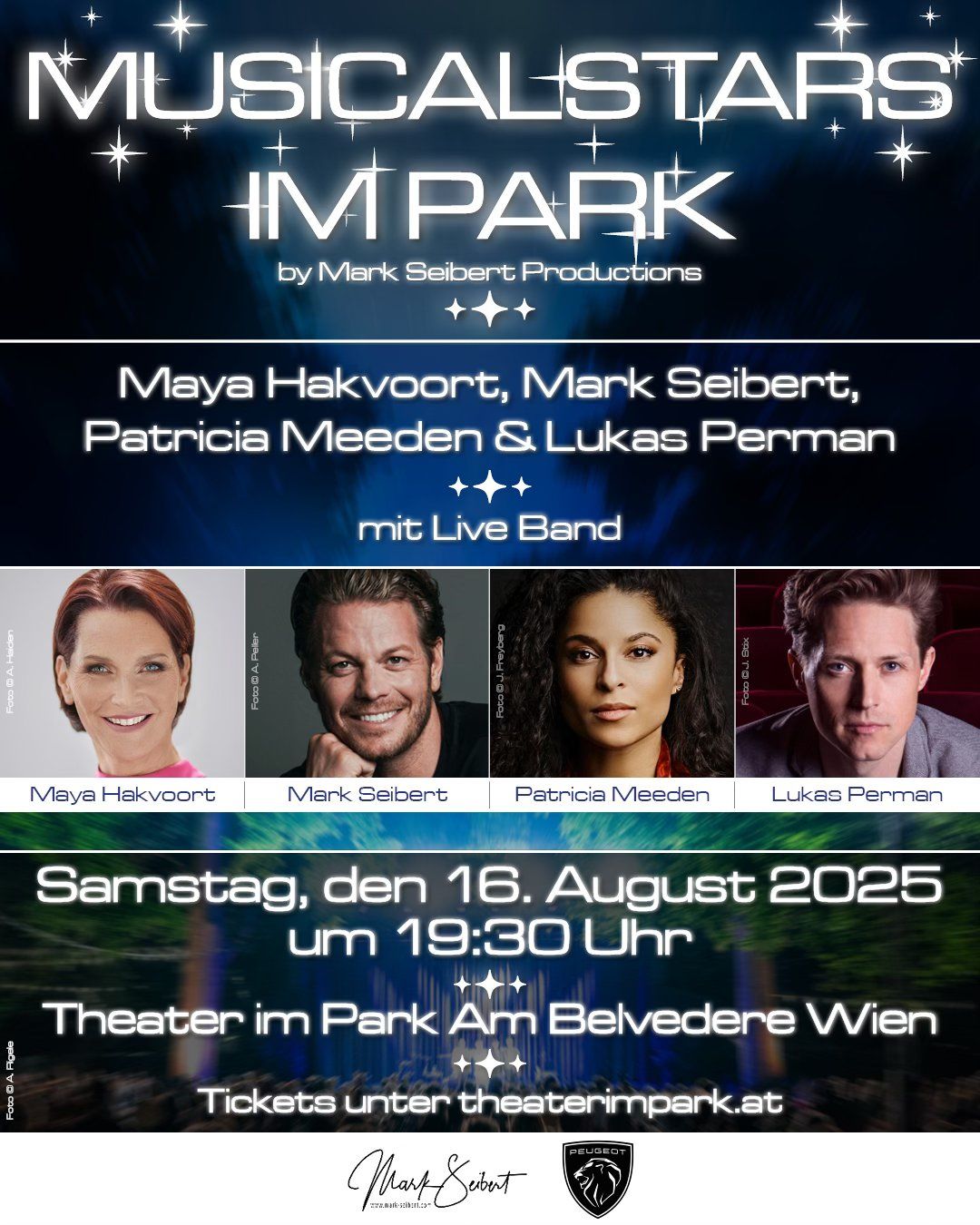 Musicalstars im Park: M. Hakvoort, M. Seibert, P. Meeden & L. Perman