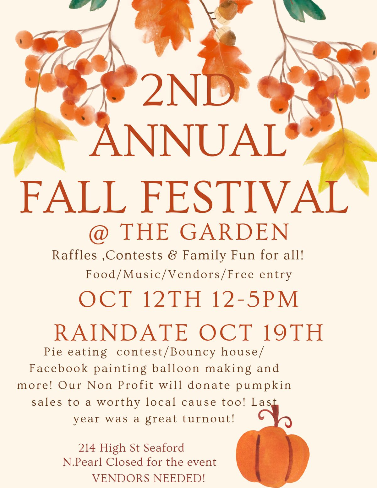 2nd Annual Fall Festival @ The Garden