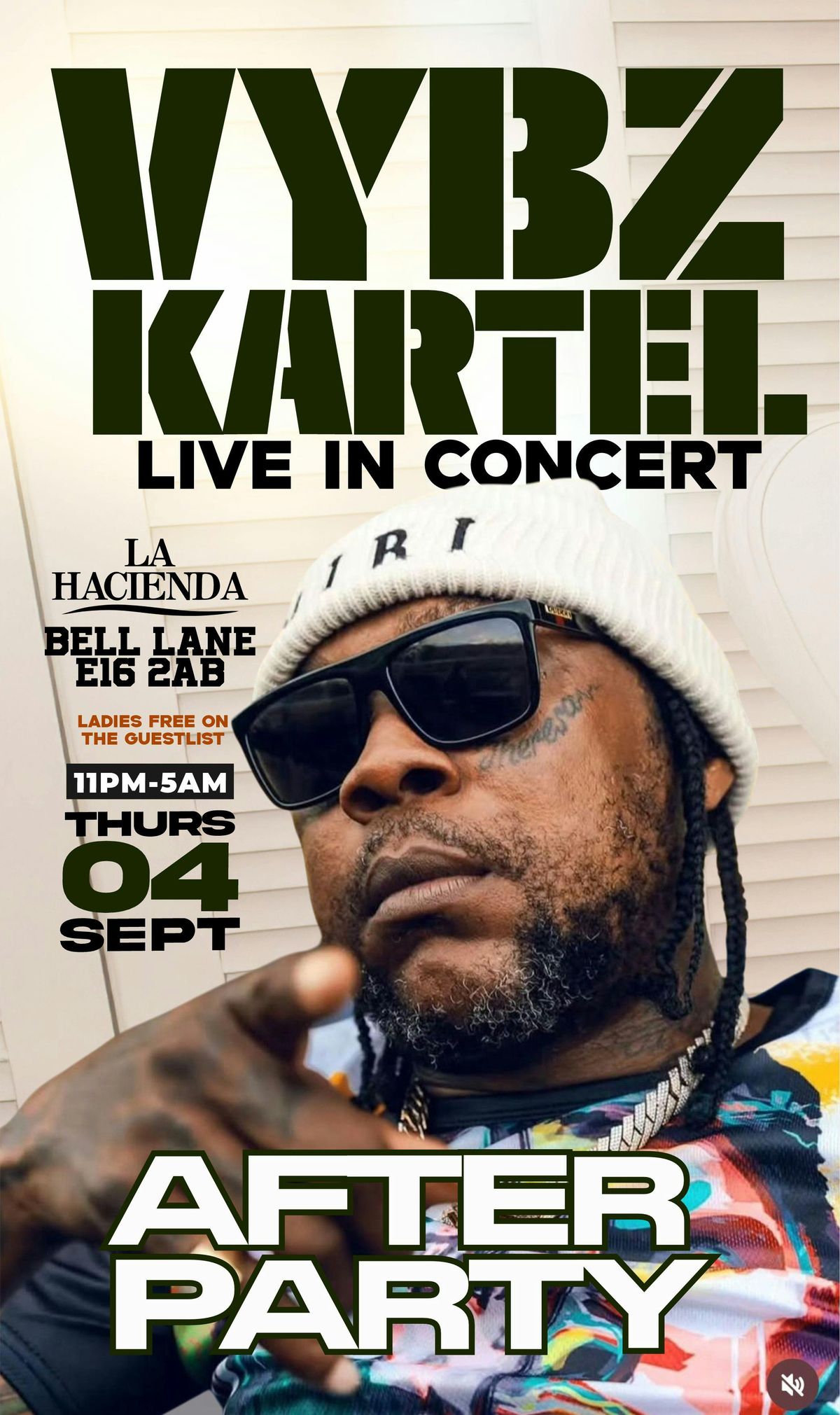 VYBZ KARTEL AFTERPARTY| Thurs Sept 4 | @ LA HACIENDA E16 2AB