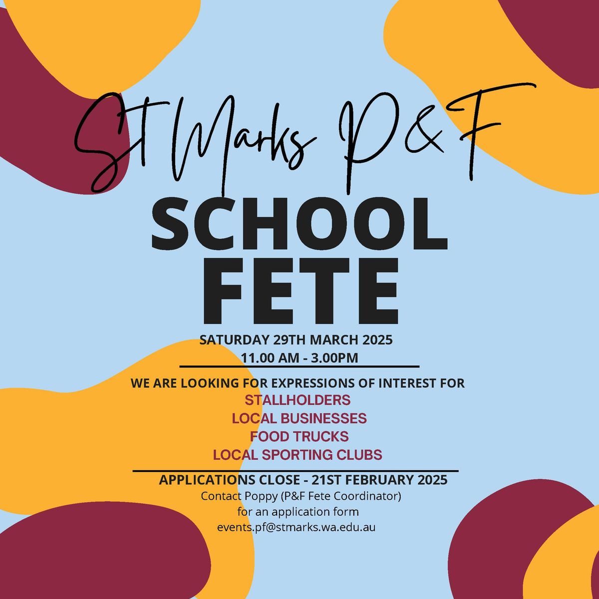 Call for Stallholders for School Fete