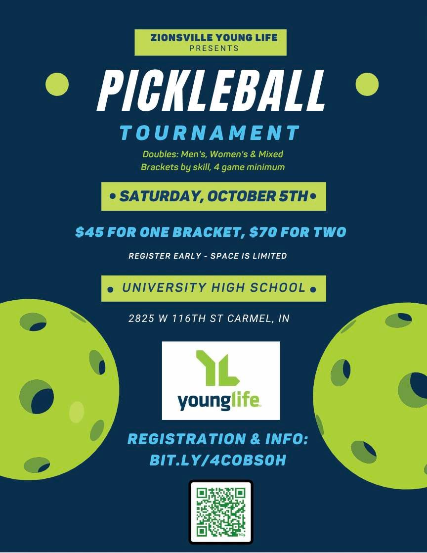 Pickleball Tournament by Zionsville Young Life