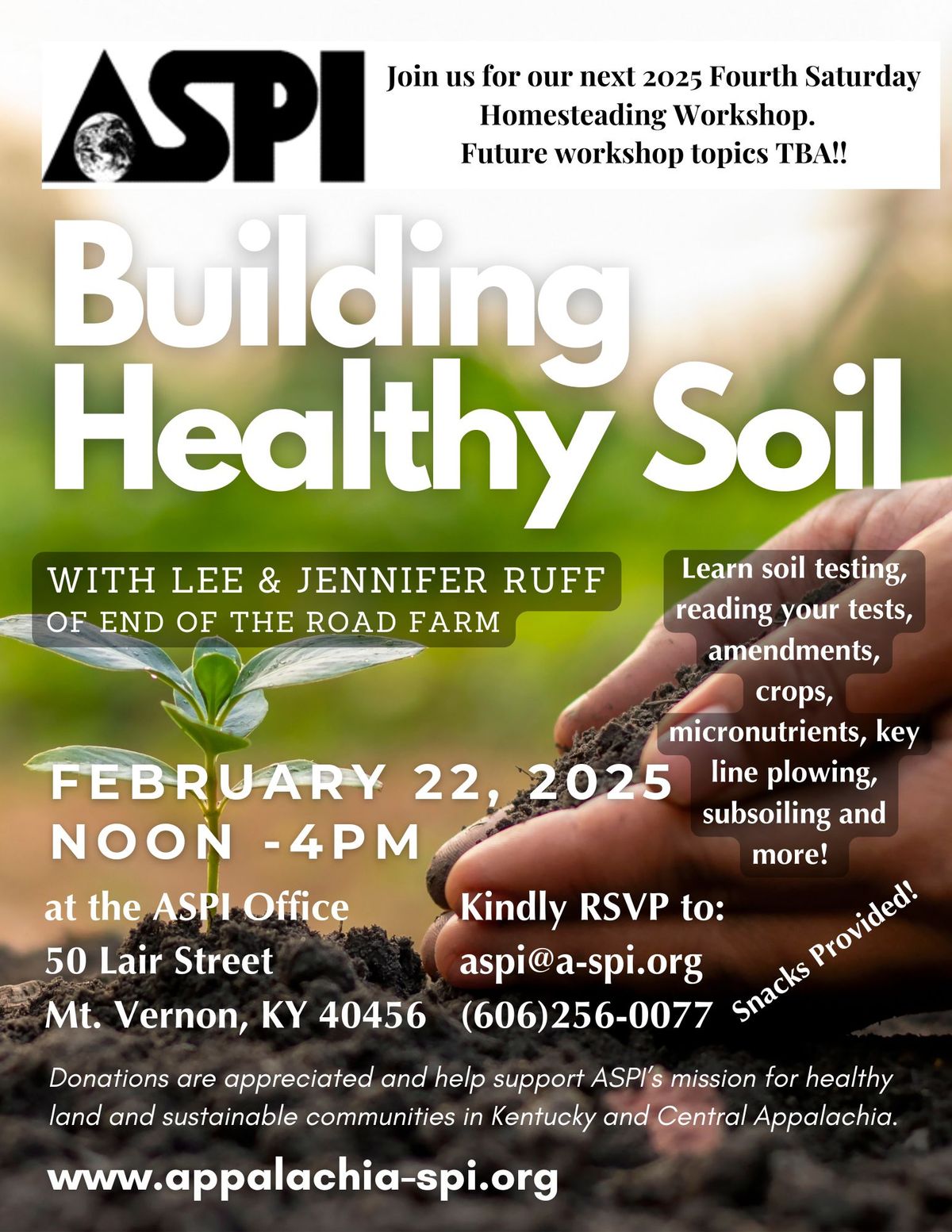 2025 Fourth Saturday Homesteading Workshop: Building Healthy Soil