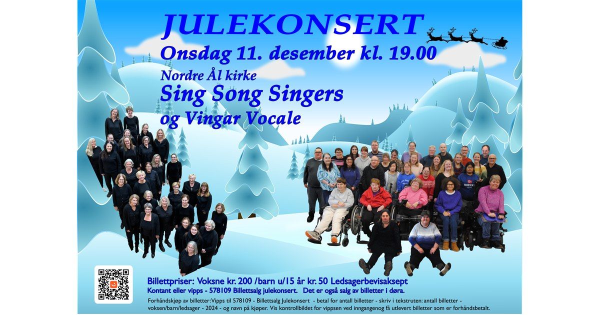 Julekonsert med Sing Song Singers og Vingar Vocale