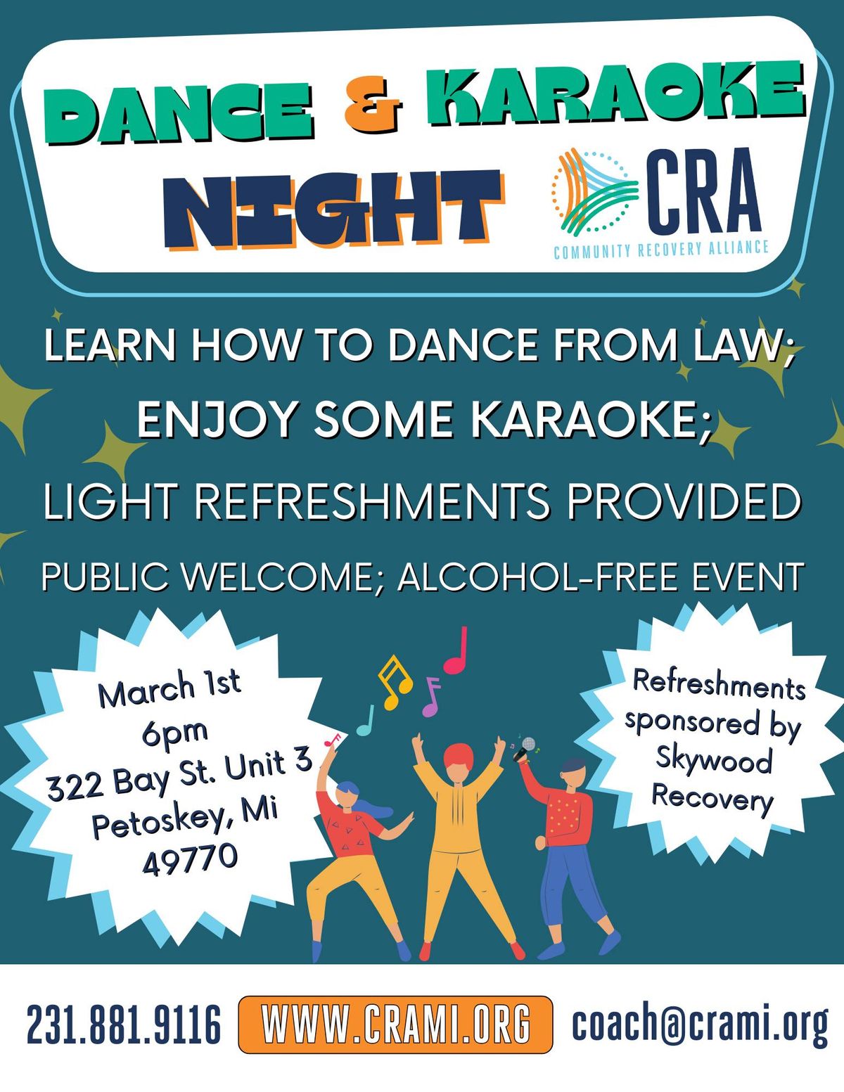 Dancing and Karaoke Night with CRA *Sponsored by Skywood Recovery*