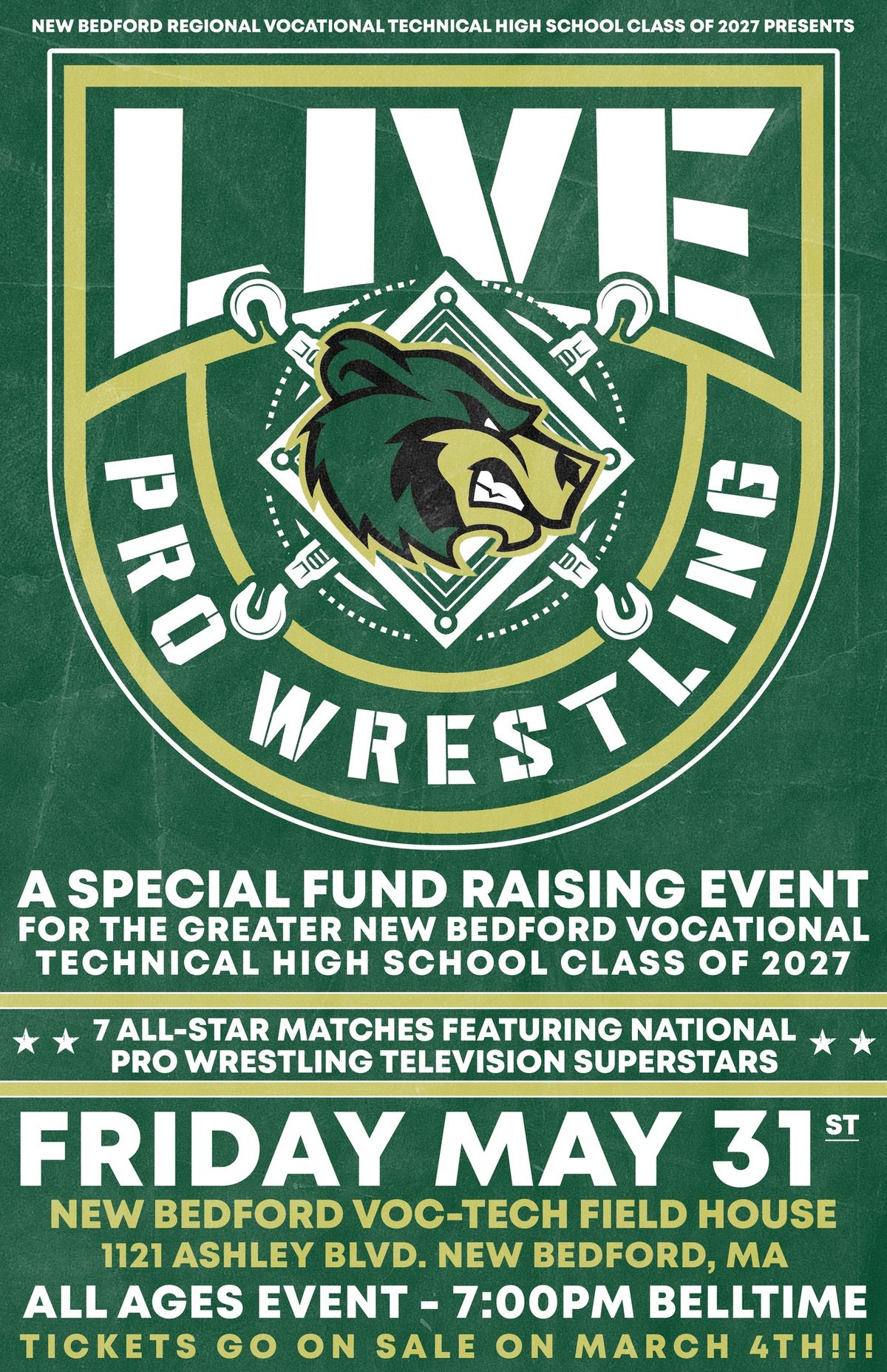LIVE Pro Wrestling Fundraising Event at New Bedford Vocational Technical High School