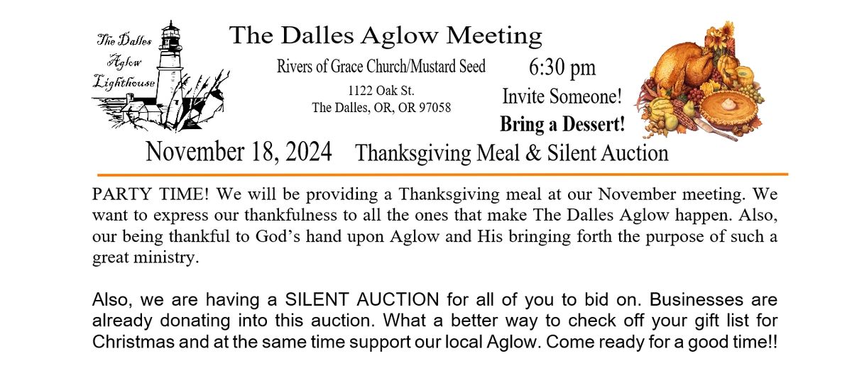 The Dalles Aglow Thanksgiving Meal & Silent Auction