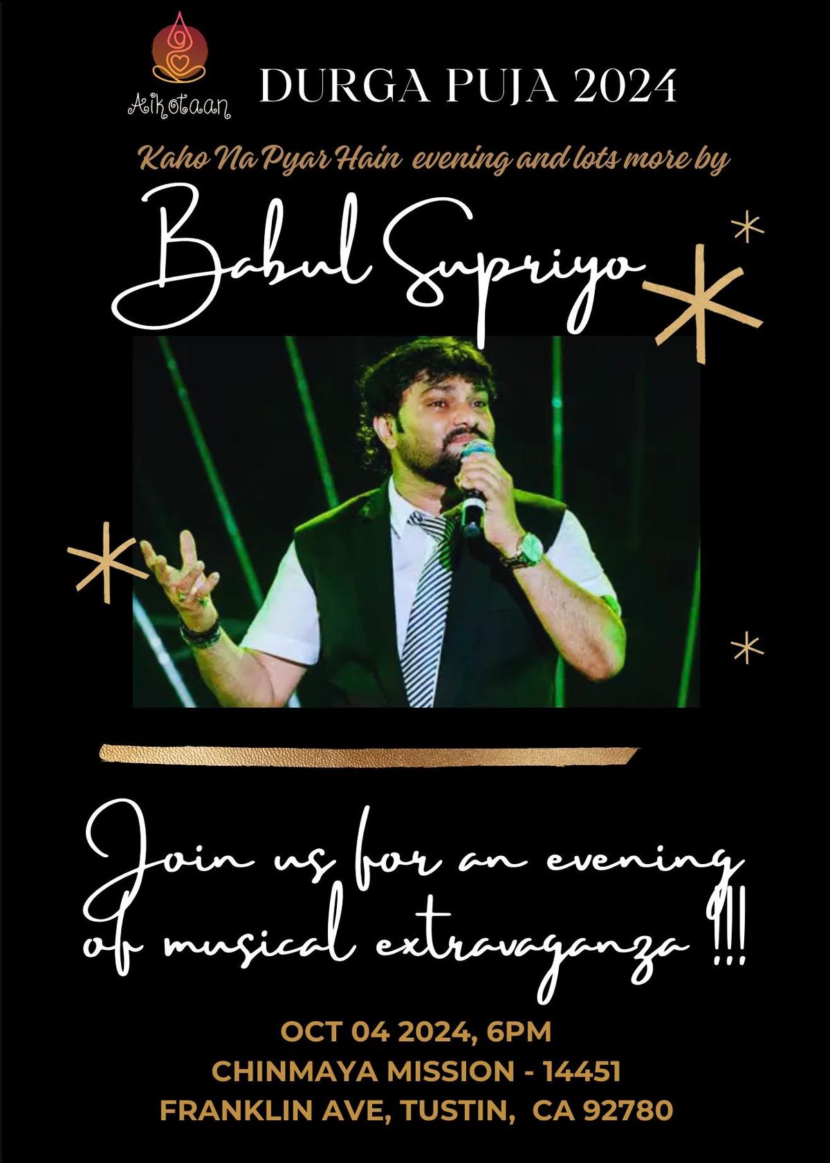 Babul Supriyo - Live In Concert - Evening of Musical Extravaganza  - Presented by Aikotaan