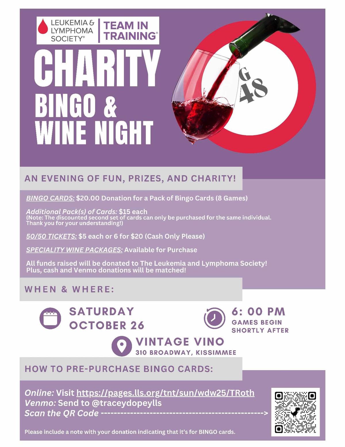 Charity BINGO & Wine Night