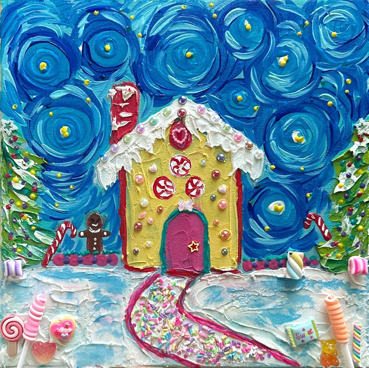 Impasto (Textured) Gingerbread House Painting Class 