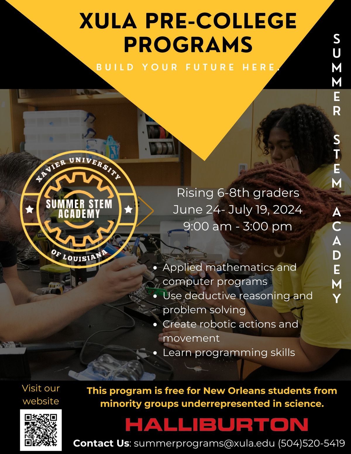 Summer STEM Academy (June 24-July 19) for Rising 6th to 8th Graders