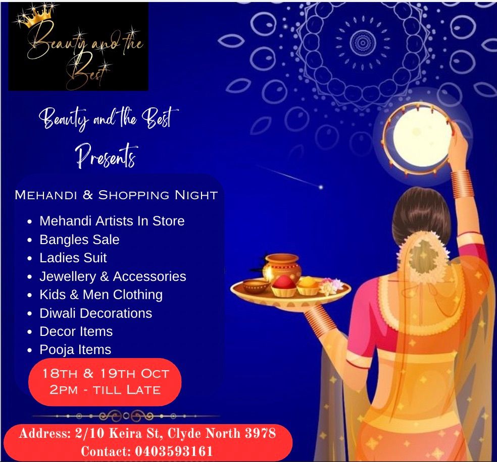 Karva Chauth Mehandi & Shopping Night on 18th & 19th Oct 2024