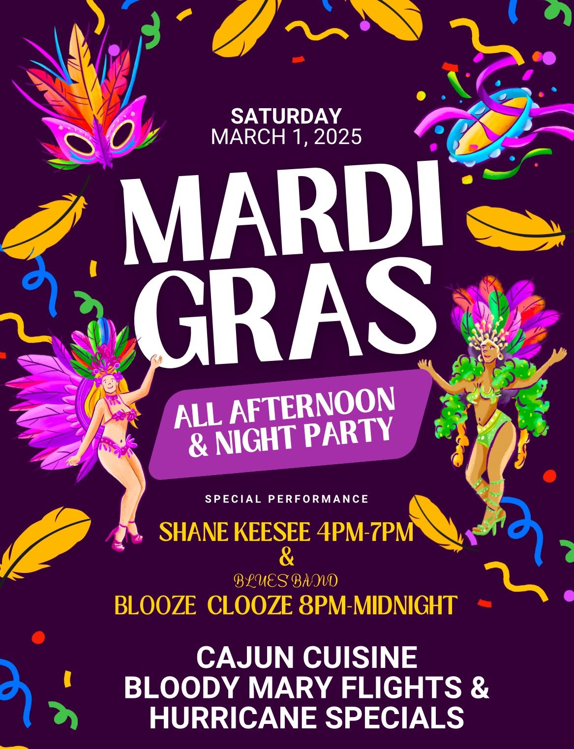 Mardi Gras All Afternoon and Night Party