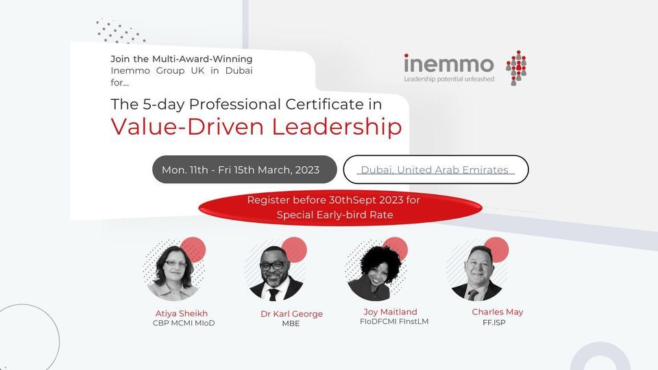 The 5-day Professional Certificate in  Value-Driven Leadership