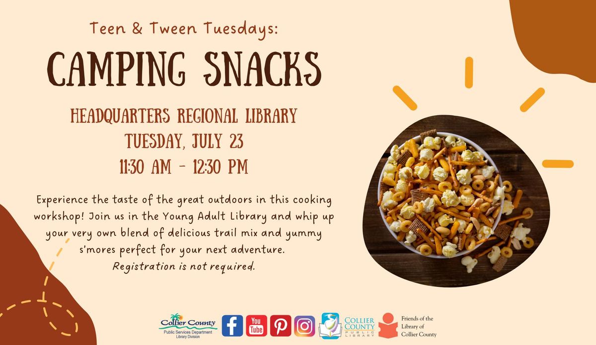 Teen & Tween Tuesdays:  Camping Snacks at Headquarters Regional Library